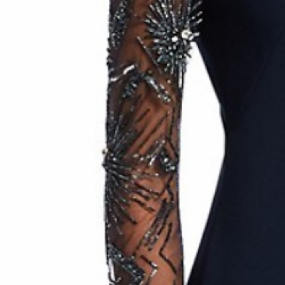 THEIA Beaded Flounce Hem MIdi Dress - Picture 3 of 8